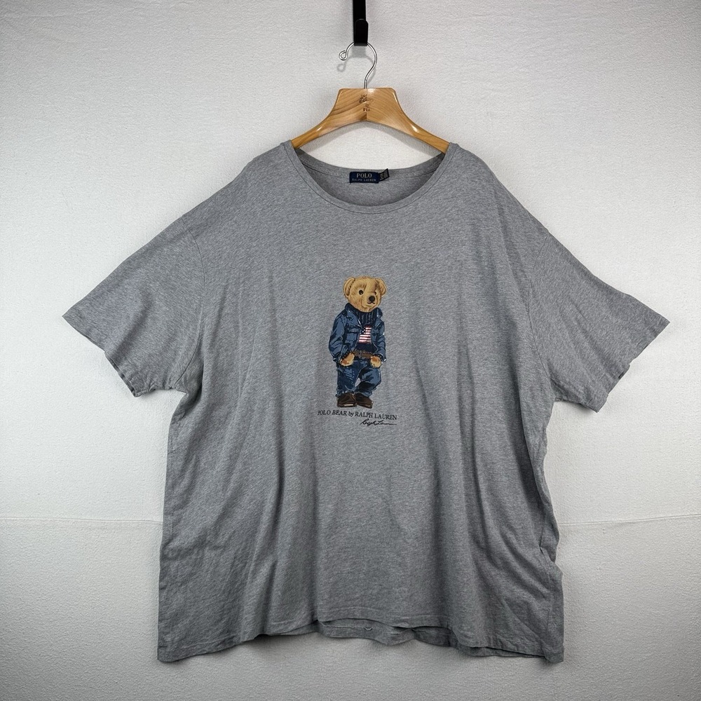Polo Ralph Lauren Denim Polo Bear Mens 4XB T-Shirt Gray Tee - Picture 1 of 6